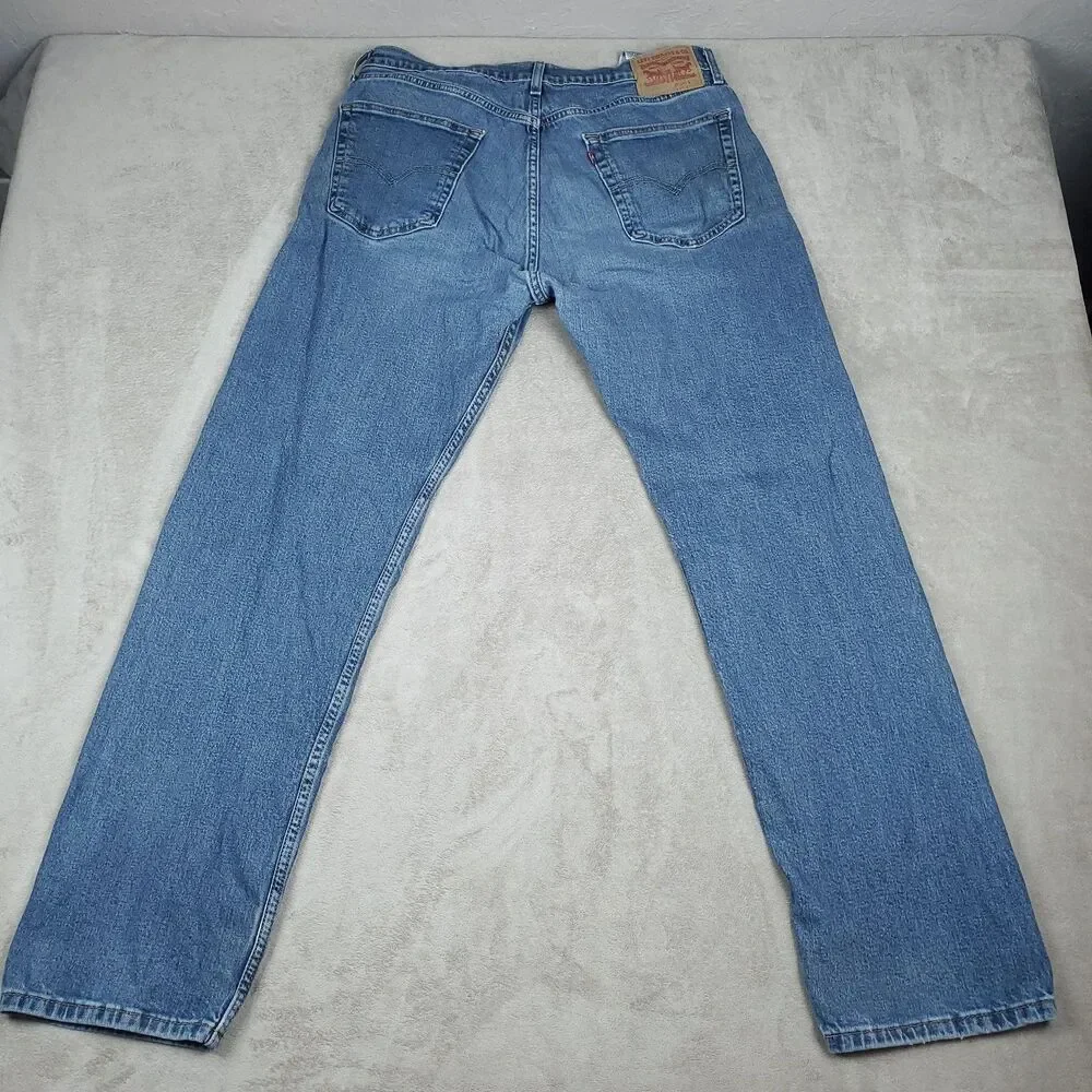Levis 505 Jeans Mens 36x34 Blue Medium Wash Straight Zip Fly Regular Fit Denim